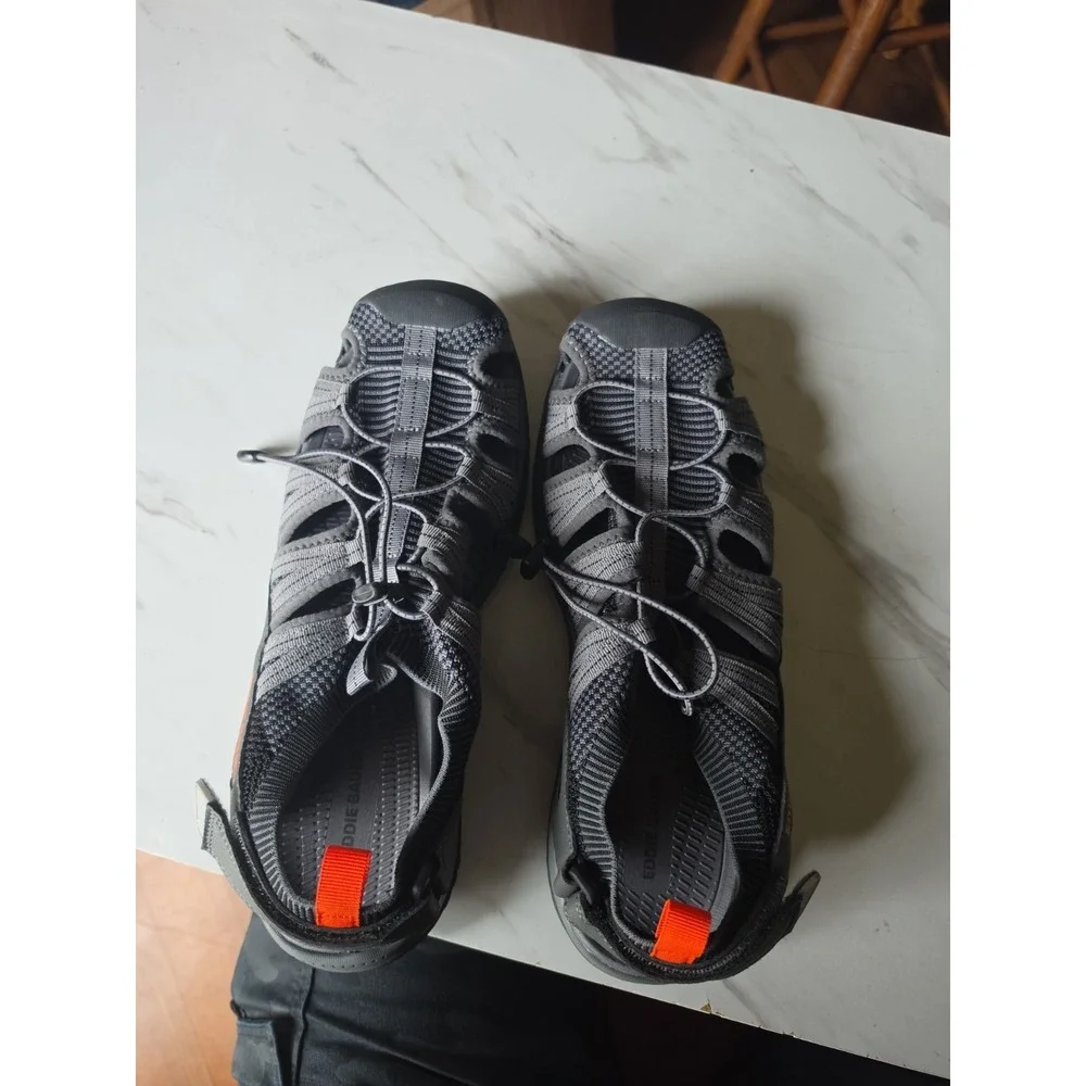 Eddie Bauer Men's Water Sandals Gray Adj/Strap Tie Size 12M BNWT